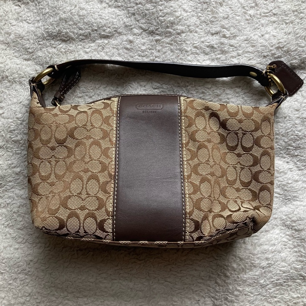Small Tan Coach Bag 10” X 3.5”